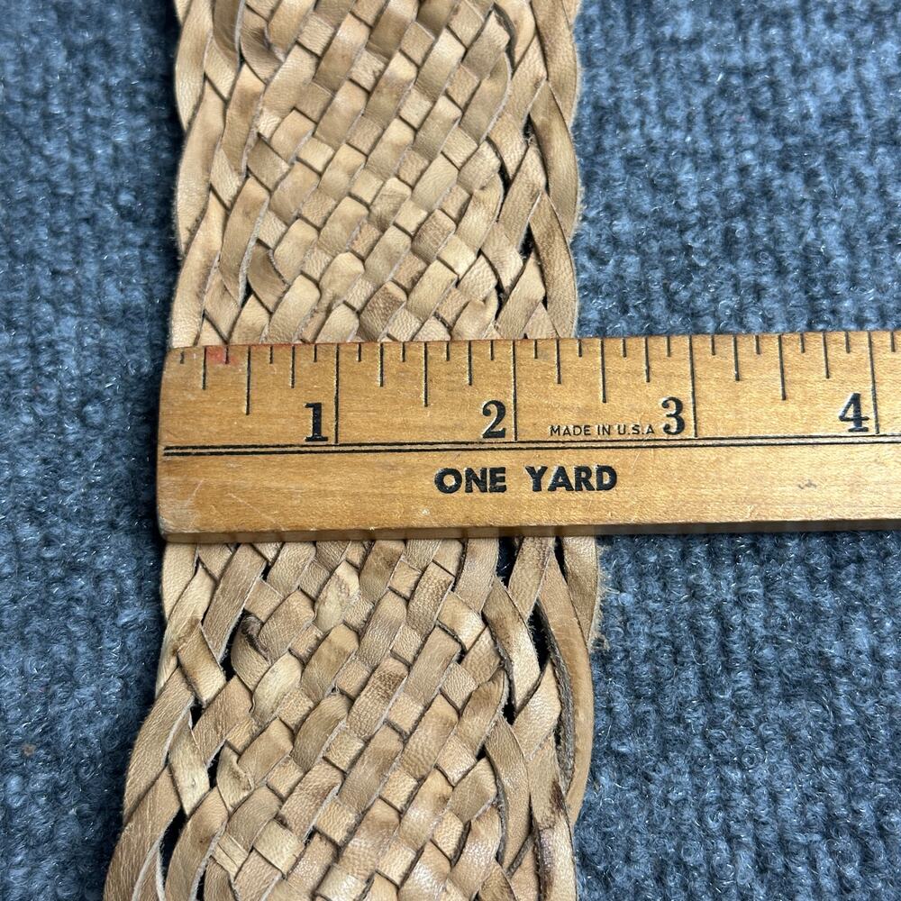 Liz Claiborne 100% leather braided wide belt XL tan boho strap adjustable NWT - Picture 7 of 7